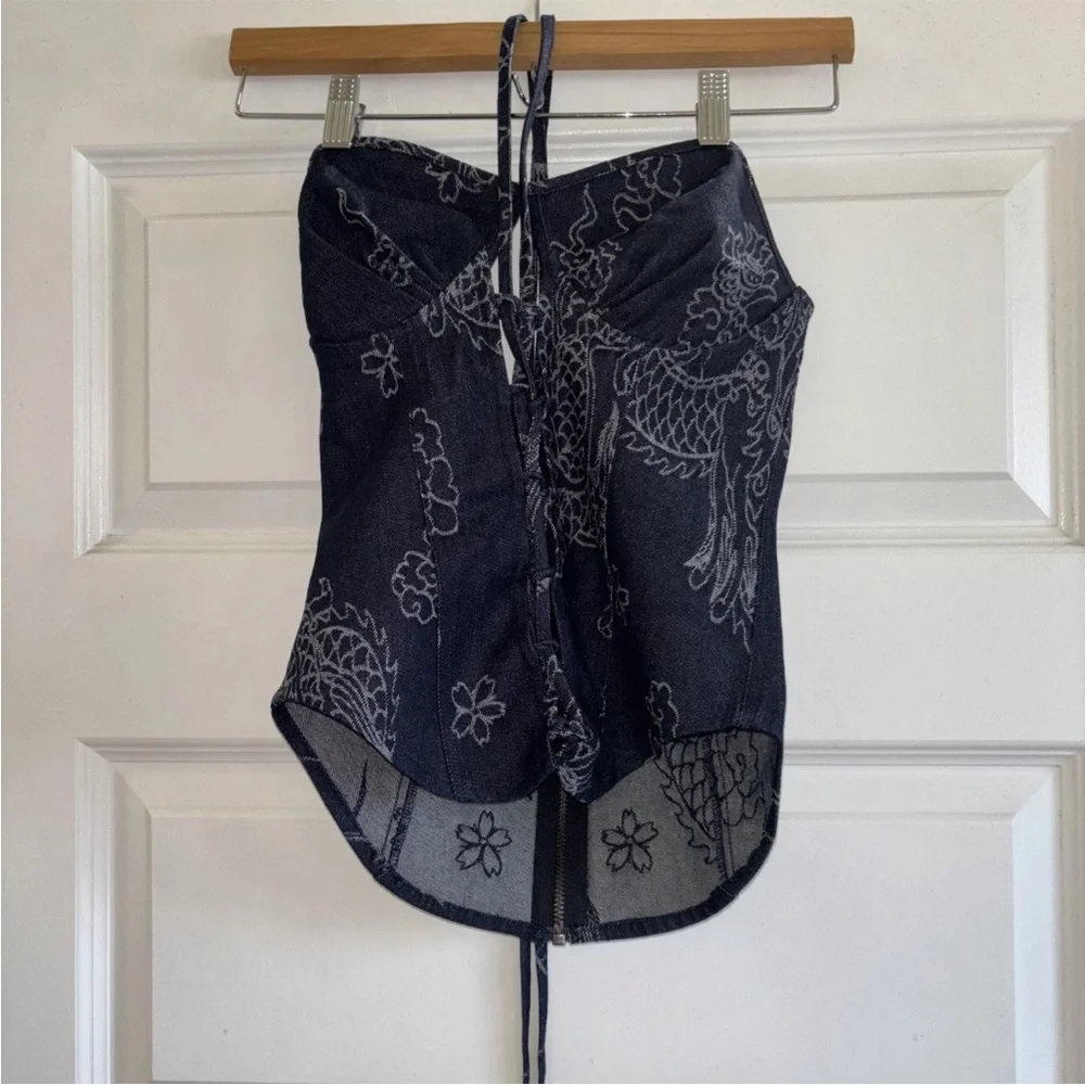 Kim Shui SET Stylish Bandana Print Women's Blue Top & Pants XS Rare - Picture 6 of 6